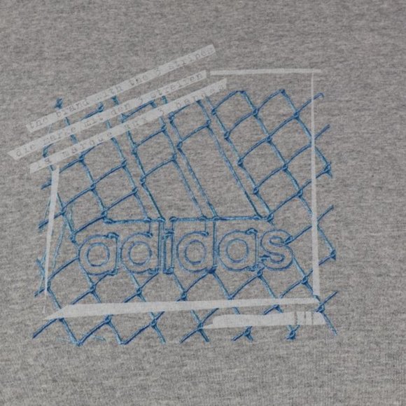 Vintage Adidas Shirt Mens M Tall Gray Casual Short Sleeve Crewneck Fence Graphic - Picture 3 of 6